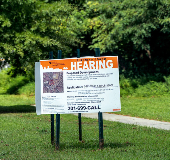 Planning Board Public Hearing sign
