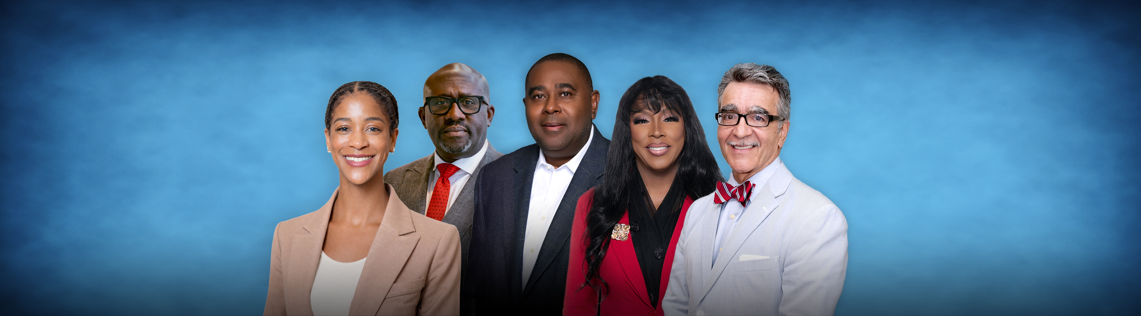 Board members include Brittney Jenkins, Billy Okoye, Chairman Darryl Barnes, Lori Matthews, and Manuel Geraldo.