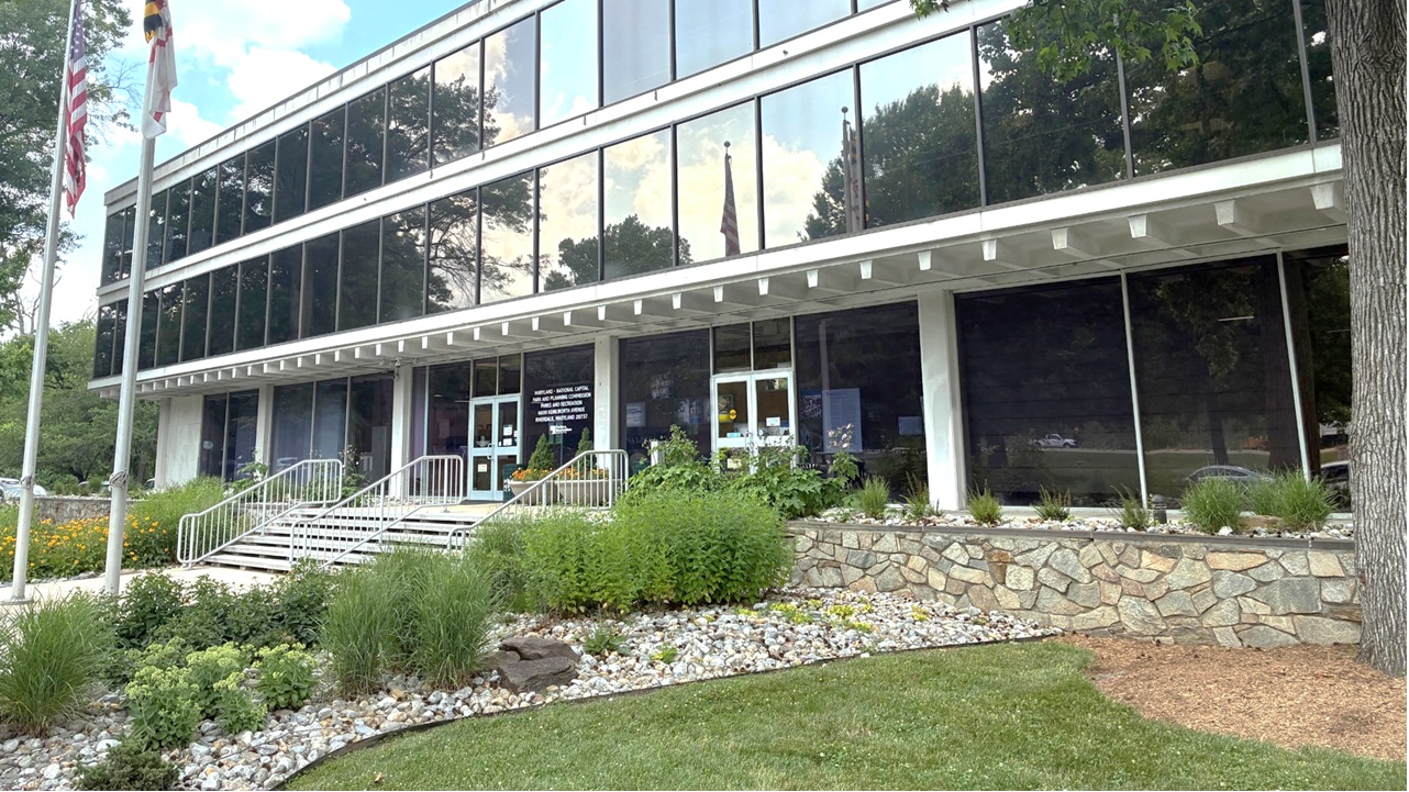 Front of the M-NCPPC Parks and Recreation Building in Riverdale