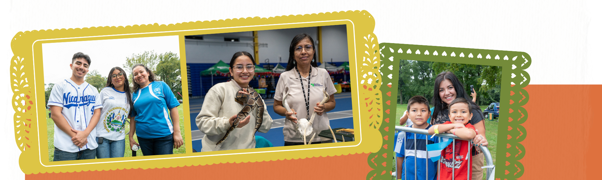 Multiple images of people of Hispanic descent gathered together to celebrate Hispanic Heritage Month.
